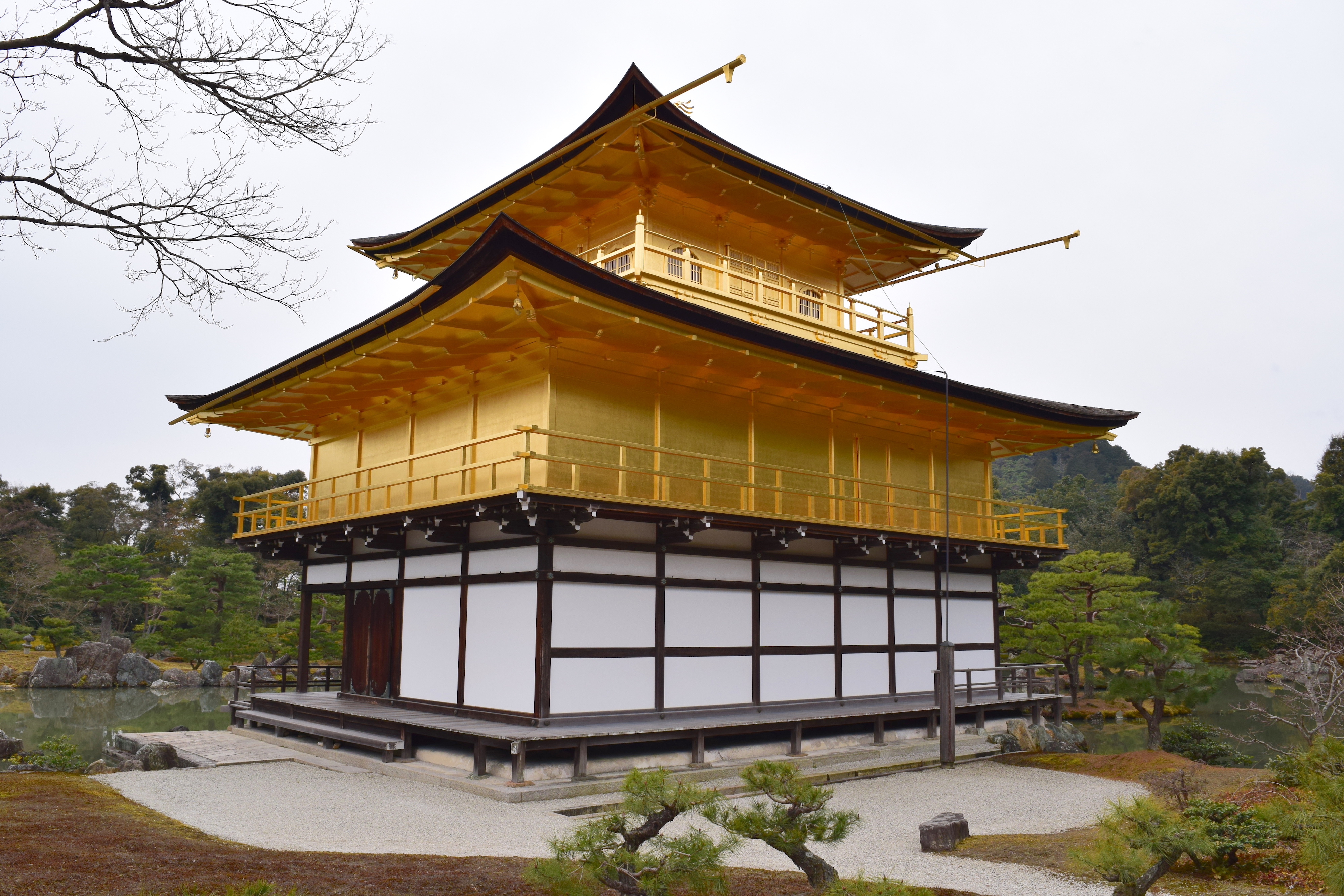 Gold-leaf covered Kinkaku-ji temple reflected in the mirror pond, Kyoto