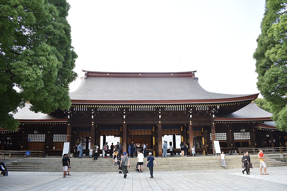 Meiji Jingu Shrine giant torii gate and forest path